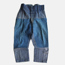 Load image into Gallery viewer, 1920's~ "FRENCH NAVY" INDIGO LINEN PATCH WORK TROUSER (W33)