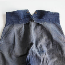 Load image into Gallery viewer, 1920's~ "FRENCH NAVY" INDIGO LINEN PATCH WORK TROUSER (W33)