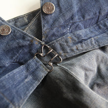 Load image into Gallery viewer, 1920's~ "FRENCH NAVY" INDIGO LINEN PATCH WORK TROUSER (W33)