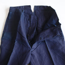 Load image into Gallery viewer, N.O.S 1920's~ "FRENCH NAVY" INDIGO LINEN MILITARY TROUSER (W36)