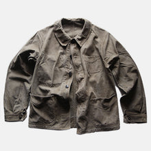 画像をギャラリービューアに読み込む, 1940's FRENCH WORK REAL FADED METIS JACKET WITH V-POCKET (MEDIUM)