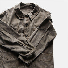 画像をギャラリービューアに読み込む, 1940's FRENCH WORK REAL FADED METIS JACKET WITH V-POCKET (MEDIUM)