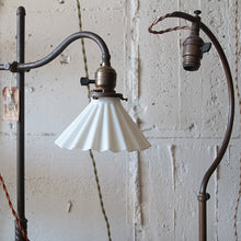 Load image into Gallery viewer, ANTIQUE RUFFLED WHITE MILK GLASS SHADE (2 4/1 FITTER)