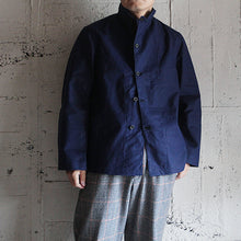 Load image into Gallery viewer, N.O.S 1920's "FRENCH MILITARY" INDIGO LINEN STAND COLLAR JACKET (MEDIUM)