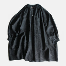 画像をギャラリービューアに読み込む, ANTIQUE FRENCH INDIGO LINEN BIAUDE (ONE SIZE FITS ALL) NEAR DEADSTOCK
