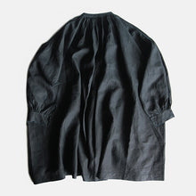 画像をギャラリービューアに読み込む, ANTIQUE FRENCH INDIGO LINEN BIAUDE (ONE SIZE FITS ALL) NEAR DEADSTOCK