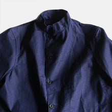 Load image into Gallery viewer, N.O.S 1920's "FRENCH MILITARY" INDIGO LINEN STAND COLLAR JACKET (MEDIUM)