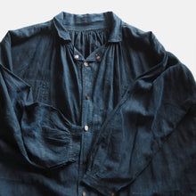画像をギャラリービューアに読み込む, ANTIQUE FRENCH INDIGO LINEN BIAUDE (UNISEX)