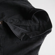 画像をギャラリービューアに読み込む, 1930's~ FRENCH WORK BLACK MOLESKIN COAT WITH V-POCKET (LARGE)