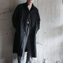 画像をギャラリービューアに読み込む, 1930's~ FRENCH WORK BLACK MOLESKIN COAT WITH V-POCKET (LARGE)