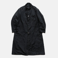 画像をギャラリービューアに読み込む, 1930's~ FRENCH WORK BLACK MOLESKIN COAT WITH V-POCKET (LARGE)