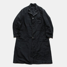 画像をギャラリービューアに読み込む, 1930's~ FRENCH WORK BLACK MOLESKIN COAT WITH V-POCKET (LARGE)