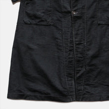 画像をギャラリービューアに読み込む, 1930's~ FRENCH WORK BLACK MOLESKIN COAT WITH V-POCKET (LARGE)