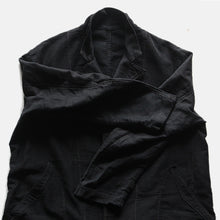 画像をギャラリービューアに読み込む, 1930's~ FRENCH WORK BLACK MOLESKIN COAT WITH V-POCKET (LARGE)