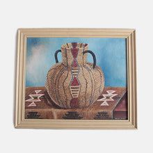 画像をギャラリービューアに読み込む, 1942's NAVAJO APACHE BASKET OIL PAINTING WITH WOOD FLAME