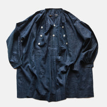画像をギャラリービューアに読み込む, ANTIQUE FRENCH WORK INDIGO LINEN BIAUDE (UNISEX) MINT CONDITION