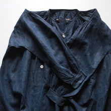 画像をギャラリービューアに読み込む, ANTIQUE FRENCH WORK INDIGO LINEN BIAUDE (UNISEX) MINT CONDITION