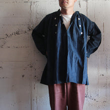 画像をギャラリービューアに読み込む, ANTIQUE FRENCH WORK INDIGO LINEN BIAUDE (UNISEX) MINT CONDITION