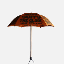Load image into Gallery viewer, ANTIQUE ADVERTISING UMBRELLA (THE GLOBE DODGE CITY KANS / PERFECT CONDITION)
