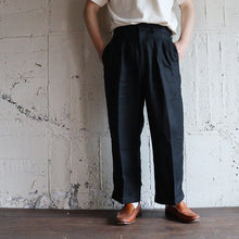 画像をギャラリービューアに読み込む, &quot;MIDNORTH TAILORS&quot; BLACK H.B.T LINEN WIDE LEG (BURMA-SHAVE ORIGINAL PRODUCTS)
