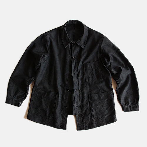 1920's～ BLACK MOLESKIN JACKET （AMAZING SLANTED POCKETS) SZ LARGE