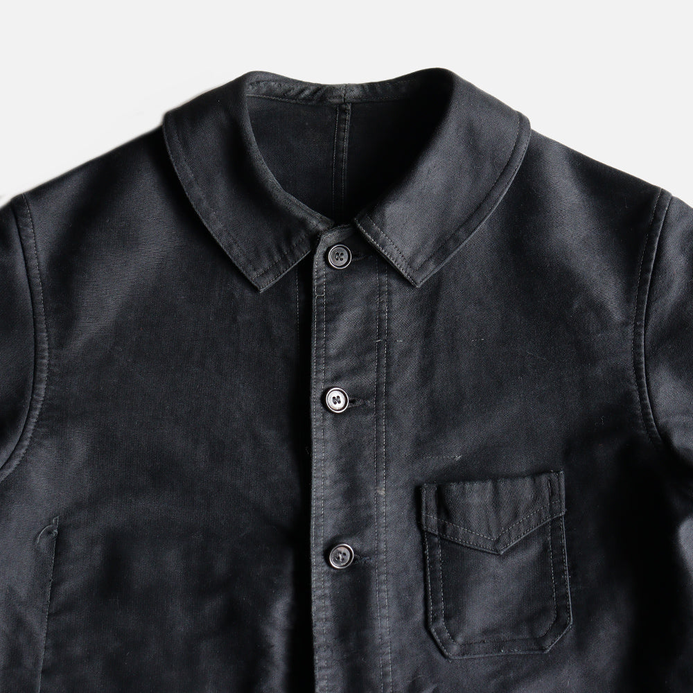 40s AP MICHEL ブラックモールスキン ワークジャケット 40s France Vintage Le Mont Saint Michel Black M