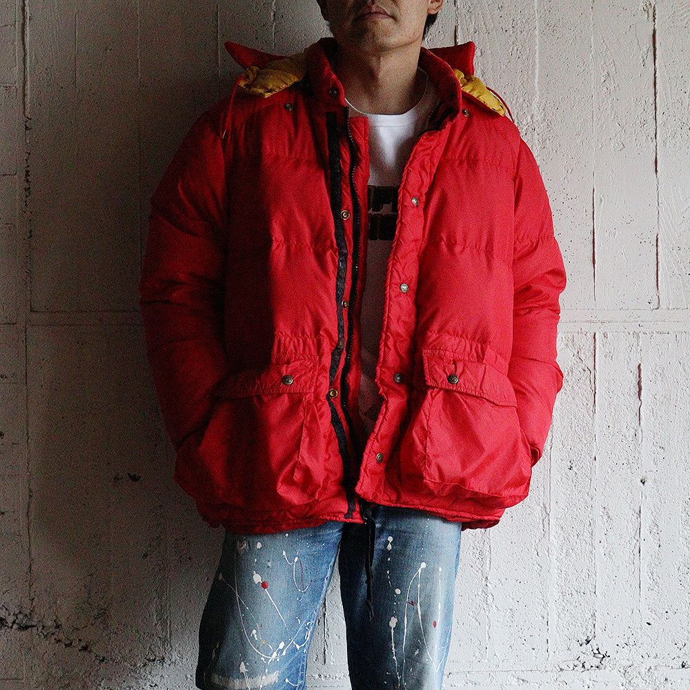 ジャケット・アウター Eddie Bauer rib puffer jacket red POST JUNK / 70's～ EDDIE BAUER Half Button Pullover Down Jacket [XL]