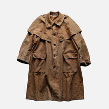 画像をギャラリービューアに読み込む, 1930&#39;s &quot;IMPEREX&quot; FRENCH BROWN LINEN HUNTING COAT WITH CAPE (SZ MEDIUM / GOOD FADE)
