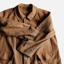 画像をギャラリービューアに読み込む, 1930&#39;s &quot;IMPEREX&quot; FRENCH BROWN LINEN HUNTING COAT WITH CAPE (SZ MEDIUM / GOOD FADE)
