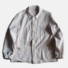 画像をギャラリービューアに読み込む, 1940&#39;s FRENCH WORK COTTON H.B.T PAINTER JACKET WITH V-POKET (LARGE)
