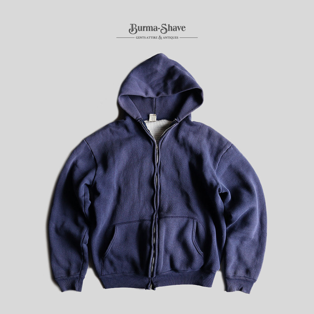 1960's～ FULL ZIP SWEAT CATDIGAN (SZ LARGE / THERMAL INNER / NAVY FADE)