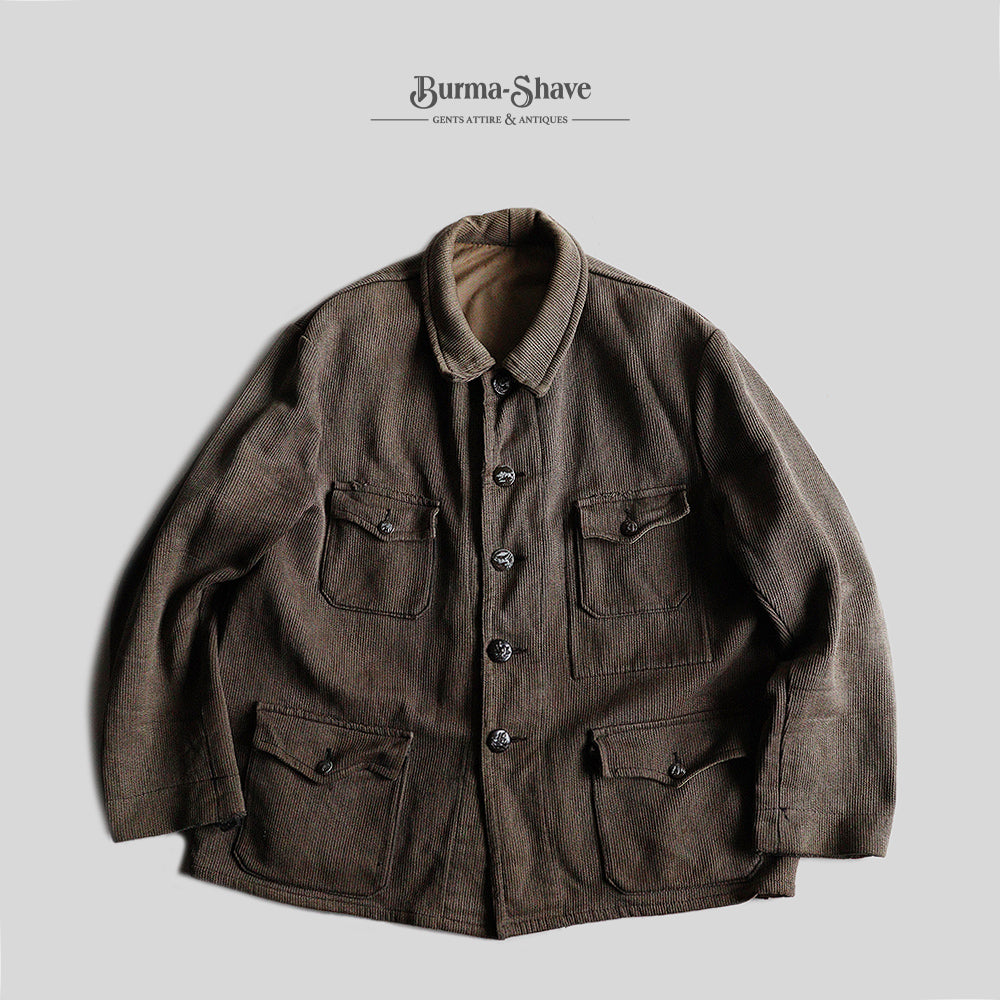 1940's～ FRENCH HUNTING PIQUE JACKET (SZ LARGE / GOOD FADED)