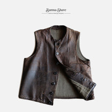 画像をギャラリービューアに読み込む, 1950&#39;s FRENCH ARMY JERKIN LEATHER VEST (SZ MEDIUM)
