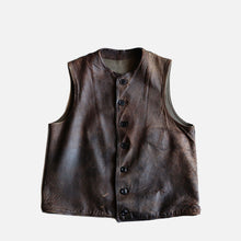 画像をギャラリービューアに読み込む, 1950&#39;s FRENCH ARMY JERKIN LEATHER VEST (SZ MEDIUM)
