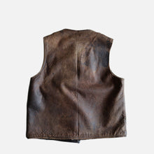 画像をギャラリービューアに読み込む, 1950&#39;s FRENCH ARMY JERKIN LEATHER VEST (SZ MEDIUM)
