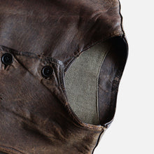 画像をギャラリービューアに読み込む, 1950&#39;s FRENCH ARMY JERKIN LEATHER VEST (SZ MEDIUM)
