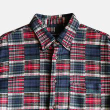 Load image into Gallery viewer, &quot;LAND&#39;S END&quot; PATCHWORK PLAID FLANNEL SHIRT (SZ LARGE / GOOD CONDITION)
