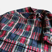 Load image into Gallery viewer, &quot;LAND&#39;S END&quot; PATCHWORK PLAID FLANNEL SHIRT (SZ LARGE / GOOD CONDITION)
