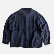 画像をギャラリービューアに読み込む, ～1920&#39;s FRENCH WORK INDIGO LINEN WOOL WORK JACKET (LARGE)
