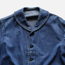 画像をギャラリービューアに読み込む, 1950&#39;s U.S.N SHAWL COLLAR DENIM JACKET (SZ 40-42 / GOOD CONDITION)
