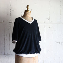 Load image into Gallery viewer, 1970&#39;s &quot;MONTGOMERY WARD&quot; S/S PILE T-SHIRT (SZ XL / BLACK)

