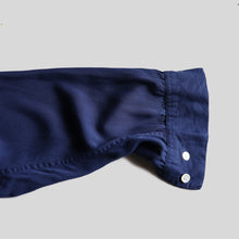 Load image into Gallery viewer, 1950's "PLAYBOY" GABARDINE L/S SHIRT (SZ LARGE / NAVY / GOOD CONDITION)
