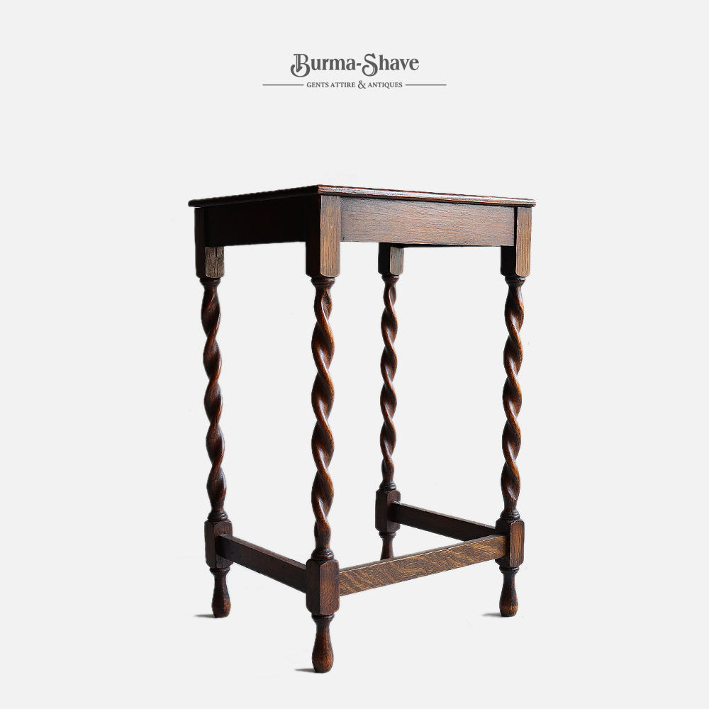 ANTIQUE TWIST FOOT WOODEN SIDE TABLE