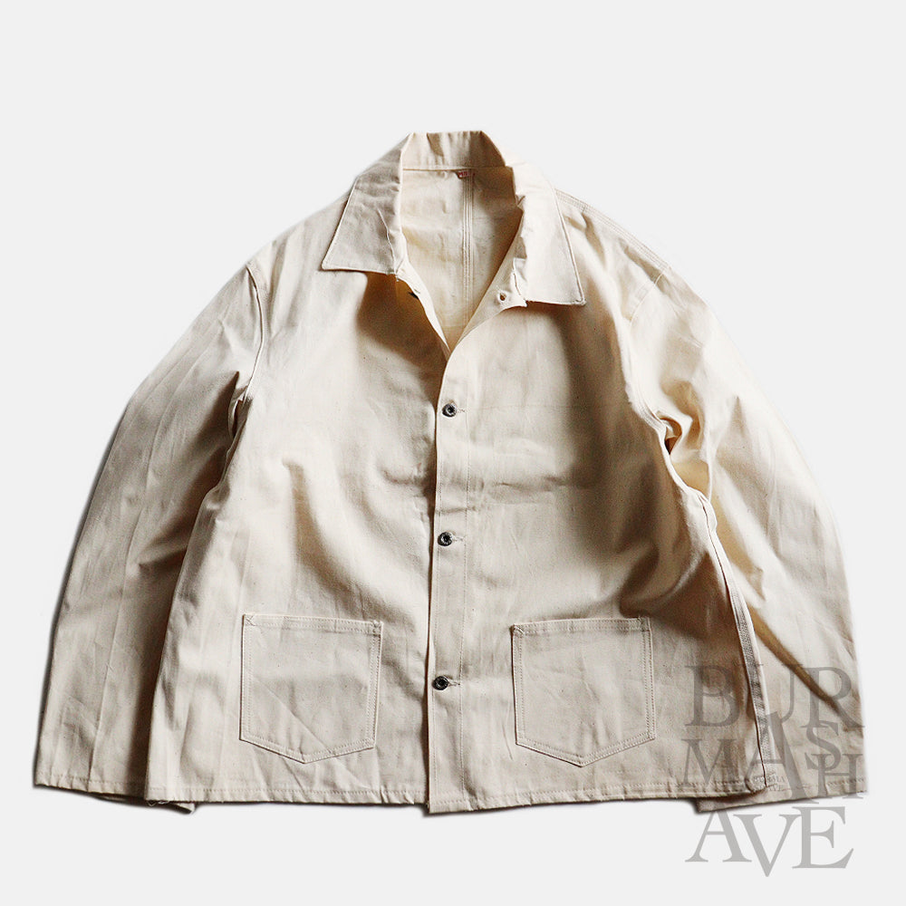 〜1940's TWO POCKET CHORE JACKET (SZ LARGE / IVORY / DEADSTOCK)