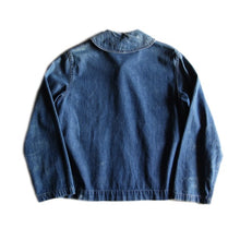 Load image into Gallery viewer, ~ 1940&#39;s &quot;USN&quot; DENIM SHAWL COLLAR JACKET WITH METAL BUTTON (MEDIUM)
