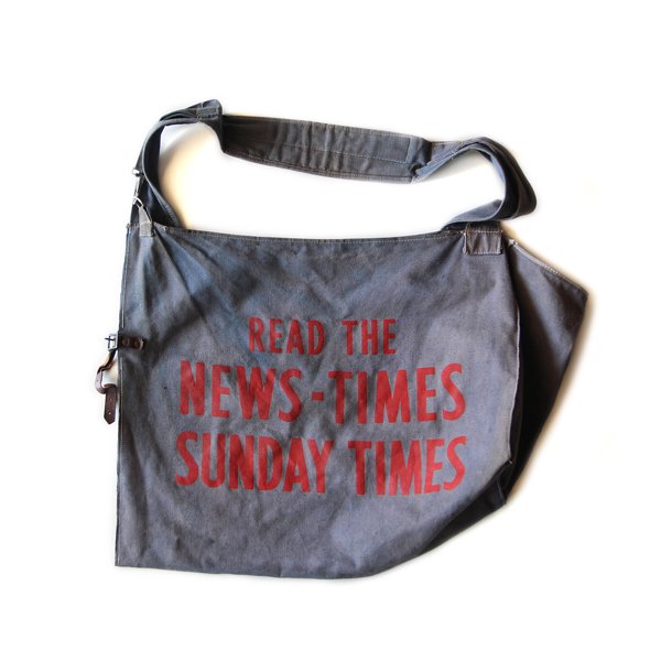 1940's "READ THE NEWS-TIMES" CANVAS NEWS PAPER BAG