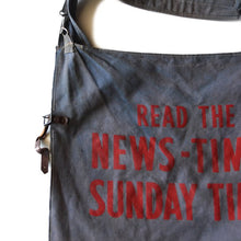 Load image into Gallery viewer, 1940&#39;s &quot;READ THE NEWS-TIMES&quot; CANVAS NEWS PAPER BAG
