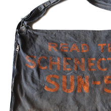 Load image into Gallery viewer, 1930&#39;s ~ &quot;READ THE SCHENECTADY&quot; FADED CANVAS NEWS PAPER BAG
