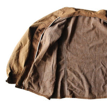 Load image into Gallery viewer, ~ 1920&#39;s &quot;MASCOMA KANAAN NH&quot; BROWN DENIM CHANGE BUTTON JACKET (SMALL)
