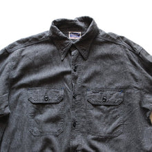 Load image into Gallery viewer, ONE WASH &quot;MONTGOMERY WARD&quot; BLACK CHAMBRAY SHIRT WITH ELBOW PAD (LARGE)
